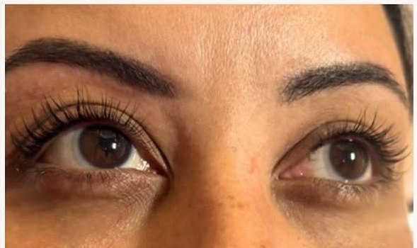 After a lash lift and tint at Bare Honey: lifted, curled and darkened lashes